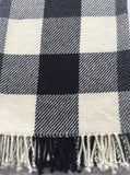 Handwoven Blanket made of Canadian wool - White, Black and Grey - Squares