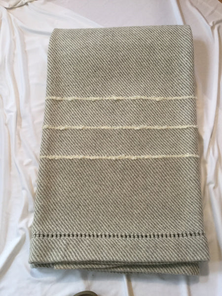 Handwoven Blanket made of Canadian wool - Light Grey with White Mohair Accent