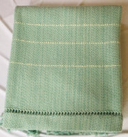 Handwoven Blanket made of Canadian wool - Seagrass Green with White Mohair Accent