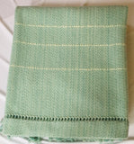 Handwoven Blanket made of Canadian wool - Seagrass Green with White Mohair Accent