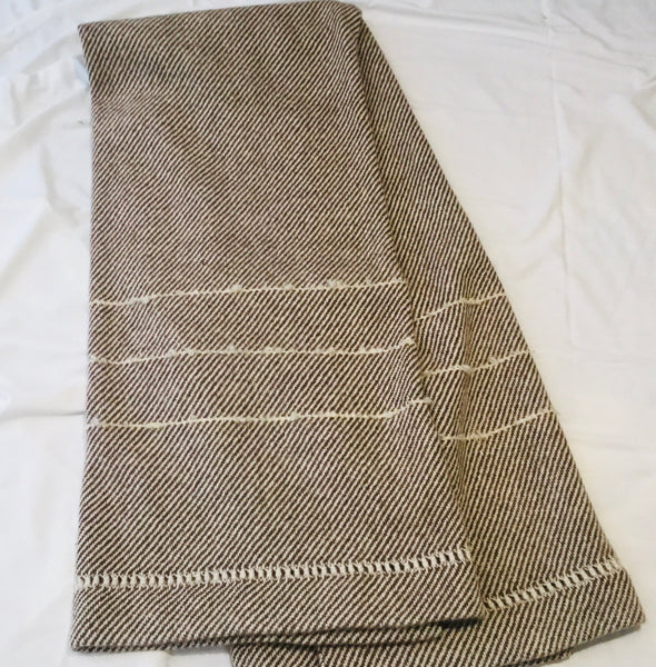 Handwoven Blanket made of Canadian wool - Chocolate Brown With White Mohair